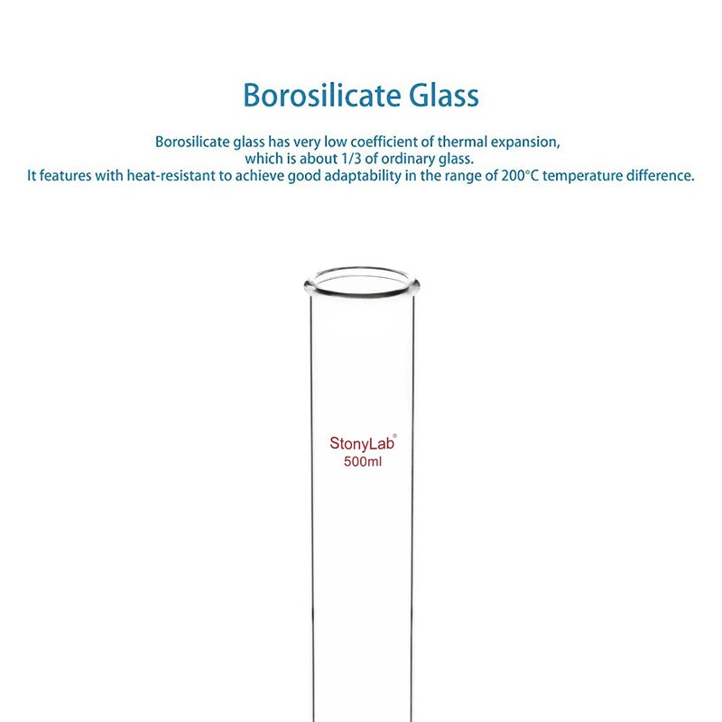 stonylab Dropping Funnel, Borosilicate Glass Burette Funnel with PTFE Stopcock for Laboratory and Home Use, 500 ml - Image 4